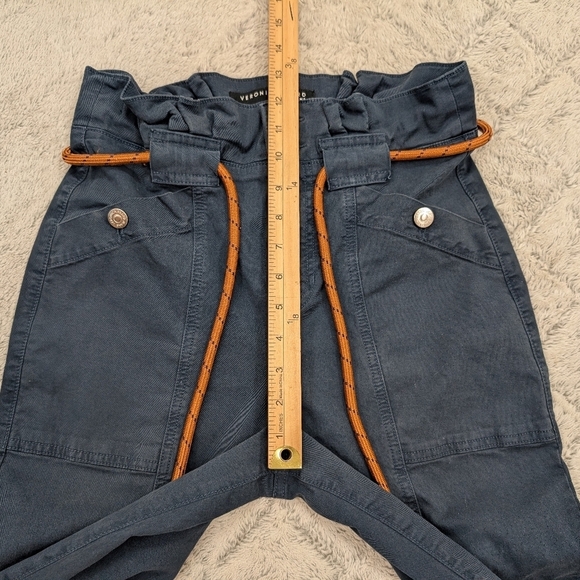 Veronica Beard Pants Womens 26 Blue Navy Karter Belted Paperbag Straight Leg - Picture 4 of 11